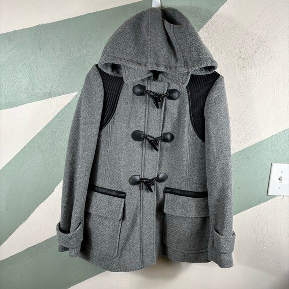 Guess Los Angeles Womens Small Gray Hooded Coat Toggle Closure Wool Blend Jacket - Picture 14 of 14